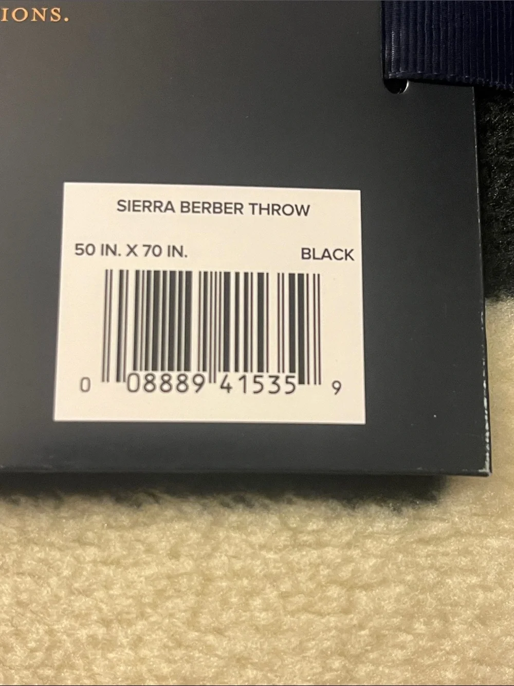 Pendleton Sierra Berber Throw Blanket black new Southwestern 50”x70”